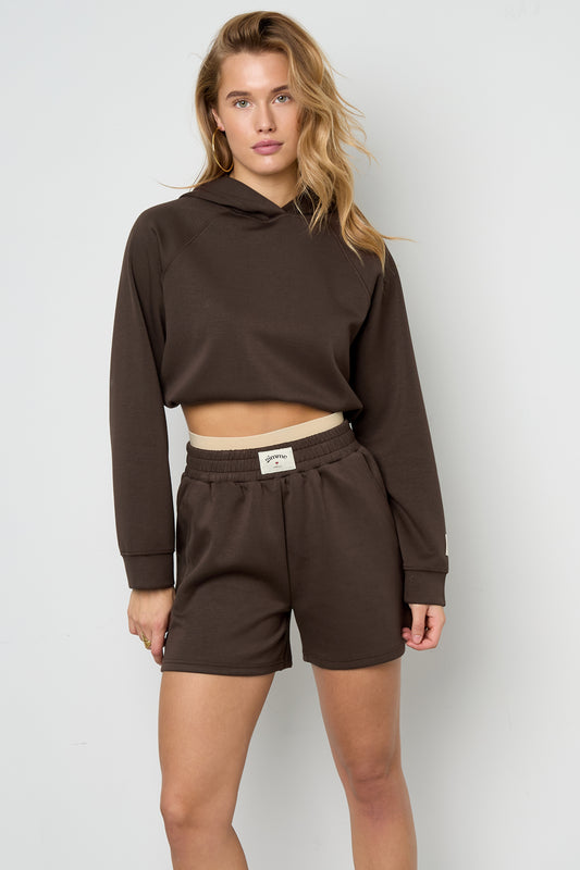 Knitted Polyester Fiber Women's Hoodie Sporty Solid Color