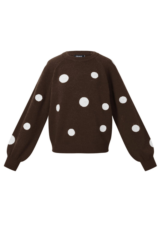 Knitted Polyester Fiber Women's Knit Sweaters Casual Polka Dots