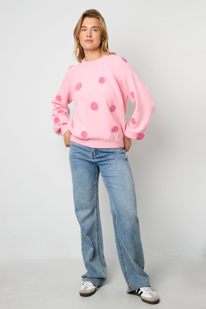 Knitted Polyester Fiber Women's Knit Sweaters Casual Polka Dots
