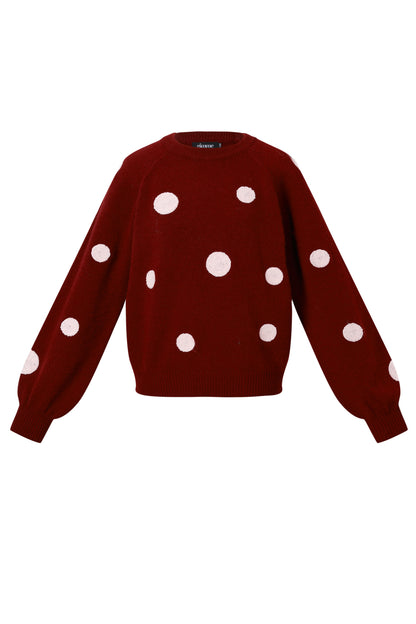 Knitted Polyester Fiber Women's Knit Sweaters Casual Polka Dots