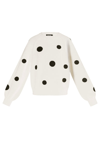 Knitted Polyester Fiber Women's Knit Sweaters Casual Polka Dots