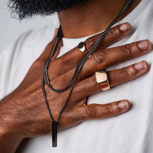 Stainless Steel Rectangle Pendant Necklace