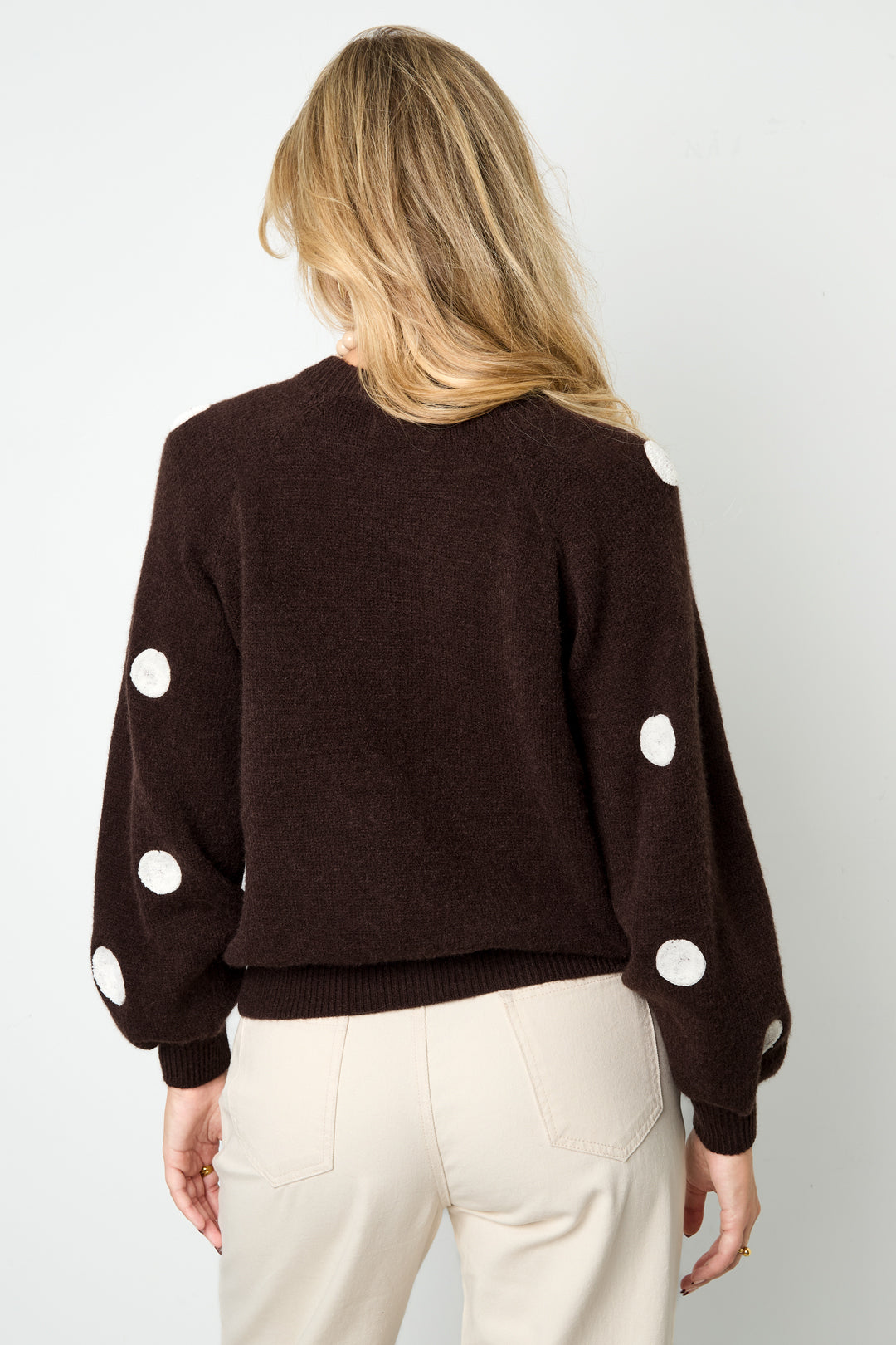 Knitted Polyester Fiber Women's Knit Sweaters Casual Polka Dots