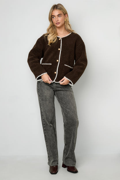 Woven Polyester Fiber Women's Jacket Casual Fall/Winter Color Clash